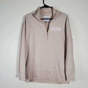 Victoria's Secret Sport Active Loungewear QuarterZip Pullover Medium Oatmeal Tan